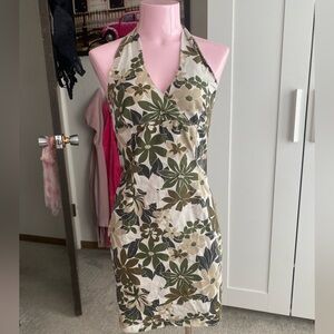 Vintage Chic Backless Floral Halter Dress